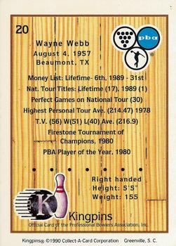 1990 Collect-A-Card Kingpins #20 Wayne Webb Back